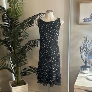 Jones Wear Black Midi Dress with White Dots